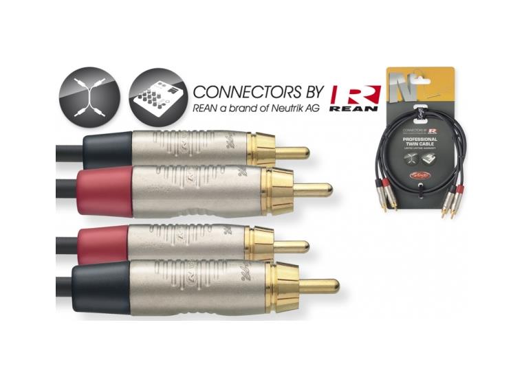 Stagg NTC3CR signalkabel 2x phono-2xphono 3 meter, Rean plug